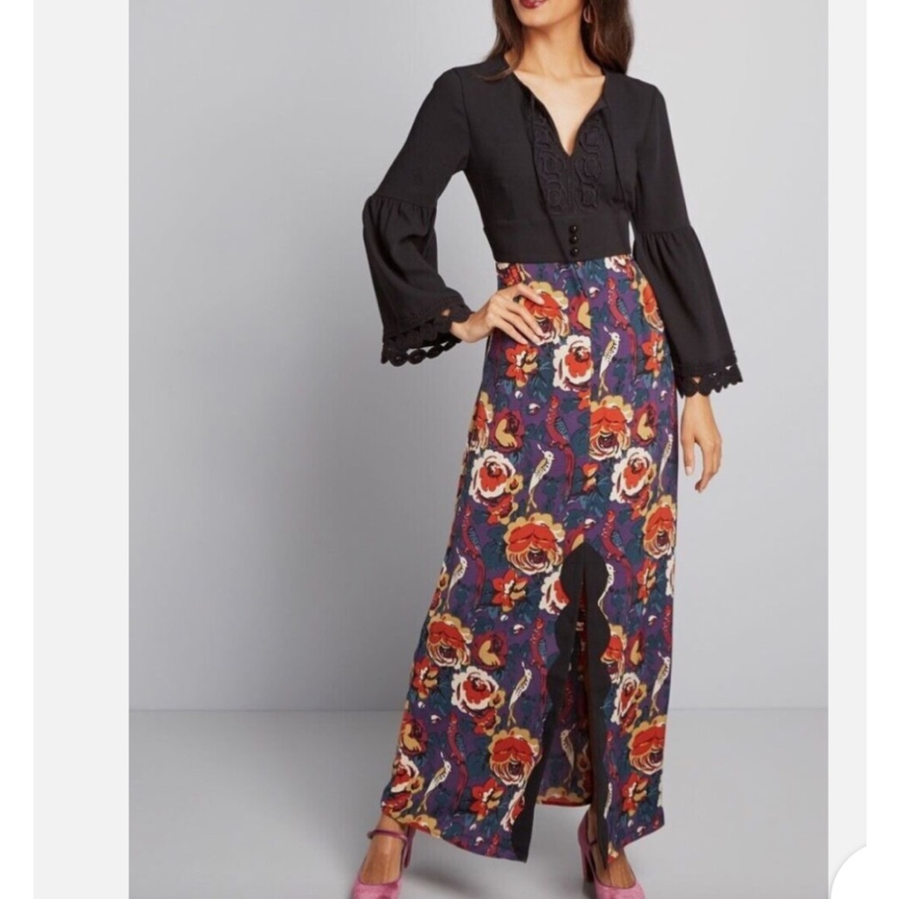 Floral Maxi Dress with Black Top